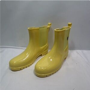 Planone Women's Short Rain Boots,Cream Yellow, Size 11
